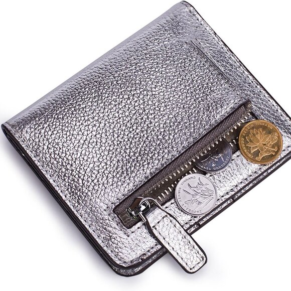 Small Leather Wallet Women's RFID Blocking Compact Bifold Card Holder Purse - Picture 6 of 7